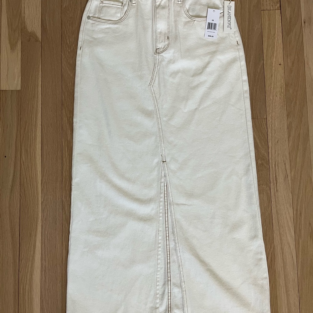 NWT BlankNYC Women's Cream Long Denim Skirt